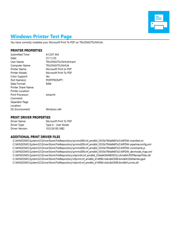 Windows Printer Test Page | PDF | Microsoft Windows | Printer (Computing)