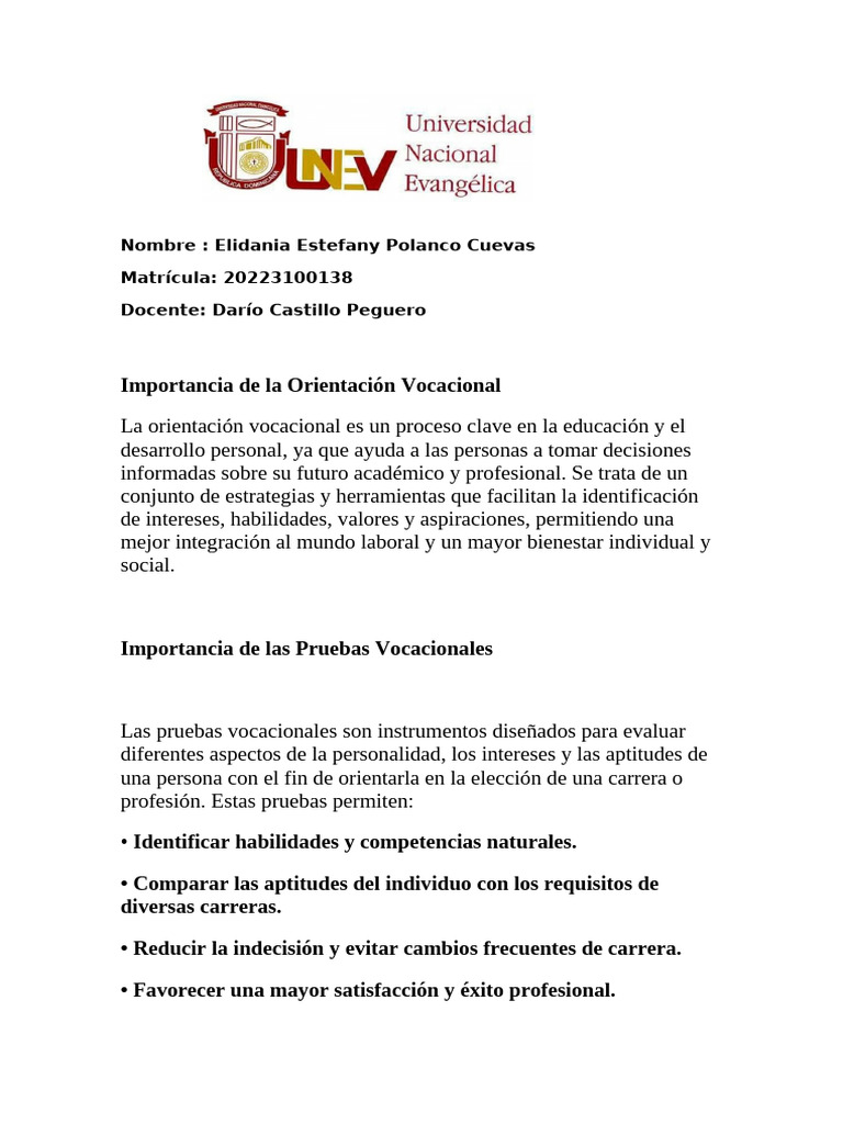 Importancia de la Orientación Vocacional | PDF | Toma de decisiones ...