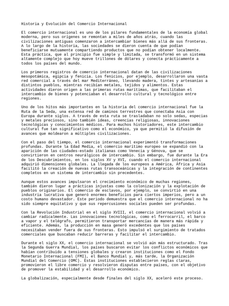 Evolución del Comercio Internacional | PDF | Comercio | El comercio ...