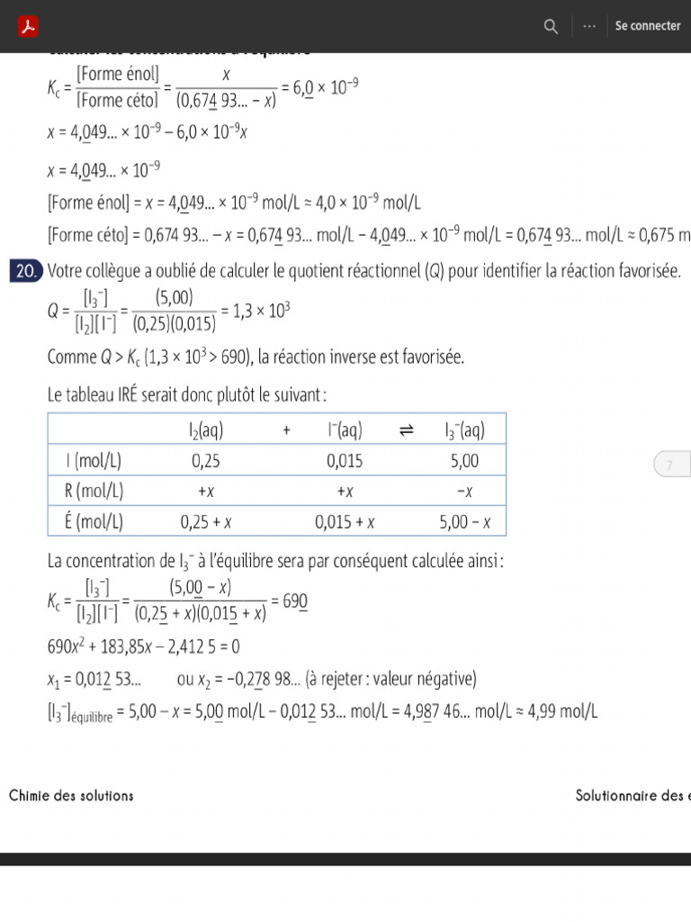 CEC Chimie Solutions Solutionnaire C4 PDF | PDF