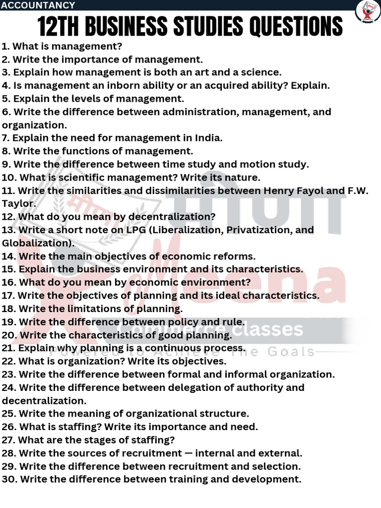 12th Grade Business Studies Questions | PDF | Marketing | Brand