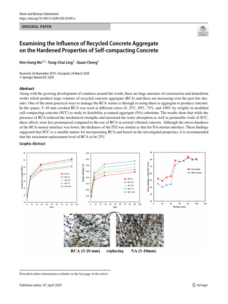 Examining The Influence of Recycled Concrete Aggregate On The Hardened ...