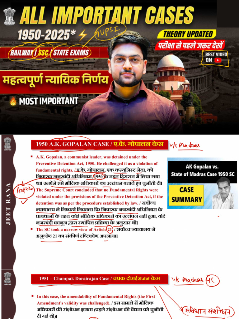 Important Cases 1950 2025 Jeet Rana Gs | PDF