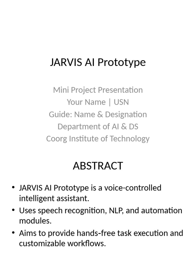 JARVIS AI Voice Assistant Prototype | PDF | Speech Recognition ...