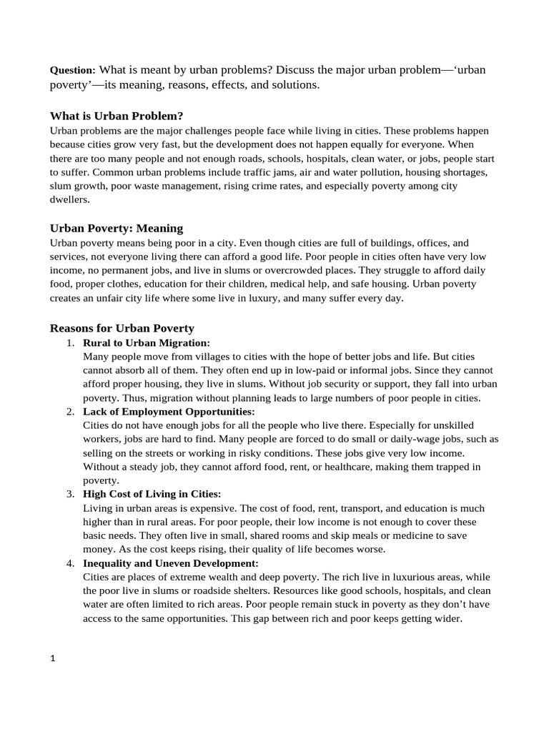 Urban Poverty | PDF | Cost Of Living | Poverty