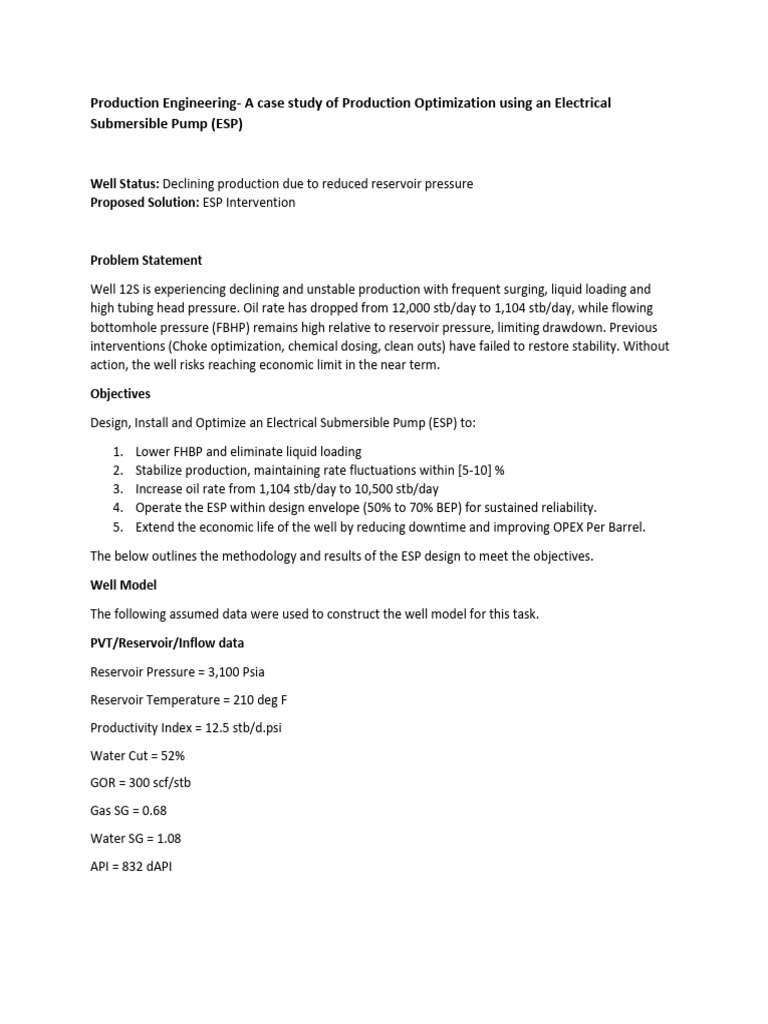 ESP Optimization for Oil Production Enhancement | PDF | Pump | Pressure