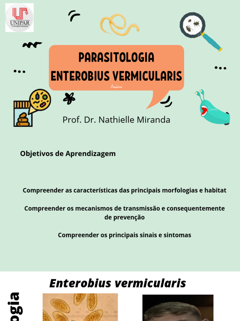 Enterobius vermicularis: Morfologia e Sintomas | PDF