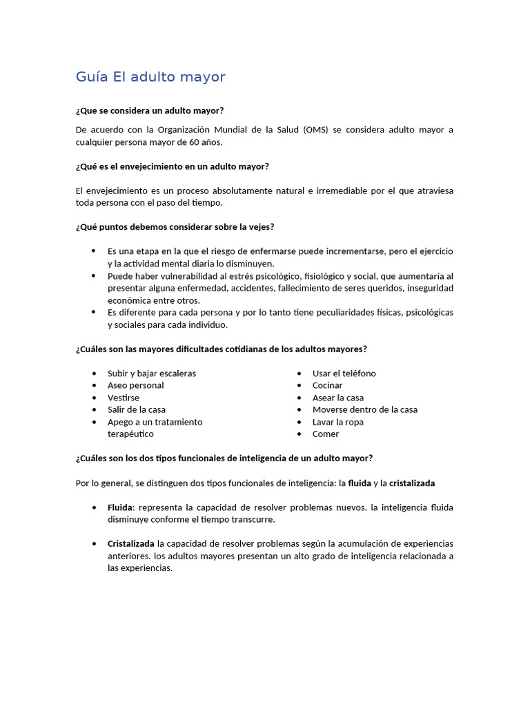 Cuidado y salud del adulto mayor | PDF | Adultos | Vejez