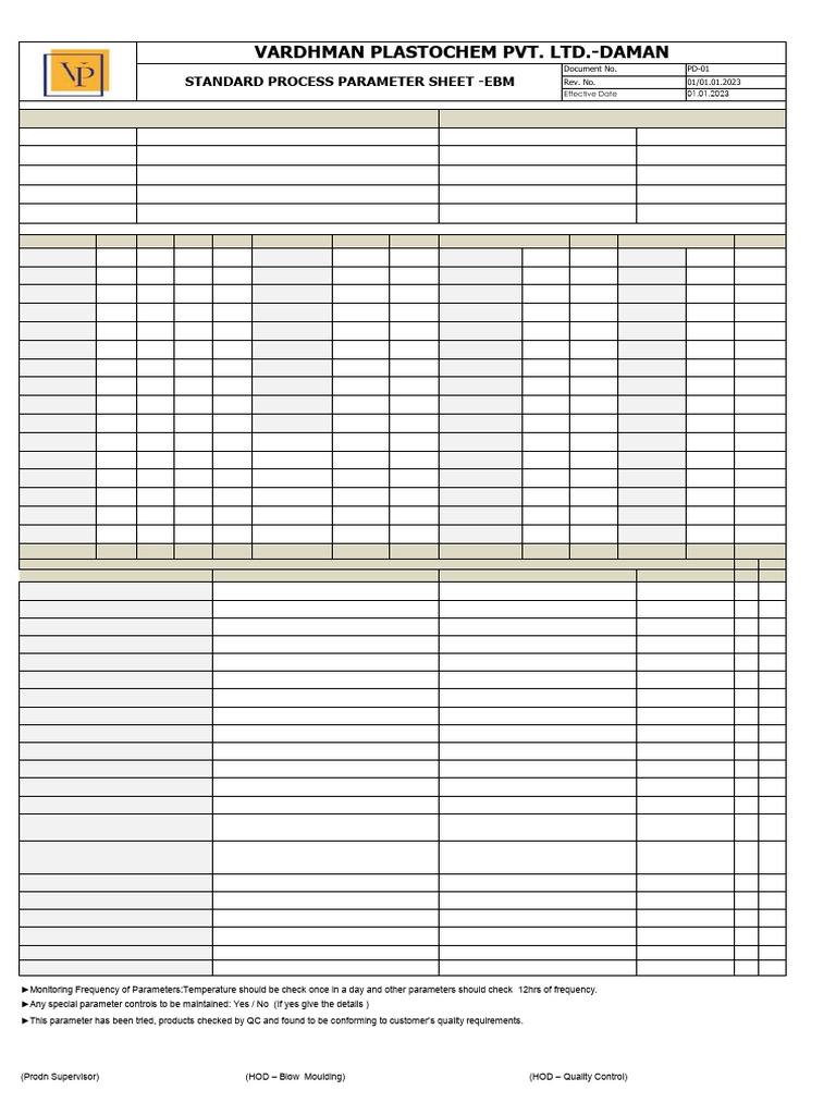 Standard Process Parameter Sheet EBM | PDF | Mechanical Engineering ...