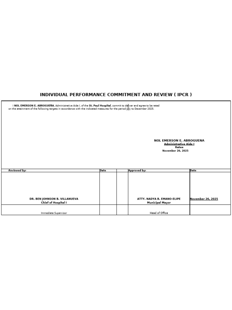 IPCR Performance Review for 2025 | PDF | Business