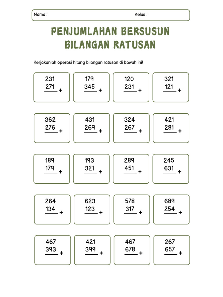 Operasi Hitung Bilangan Ratusan | PDF