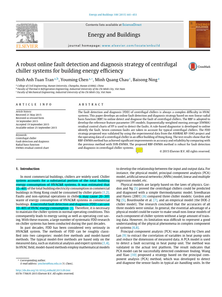 A Robust Online Fault Detection and Diagnosis Strategy of Centrifugal ...