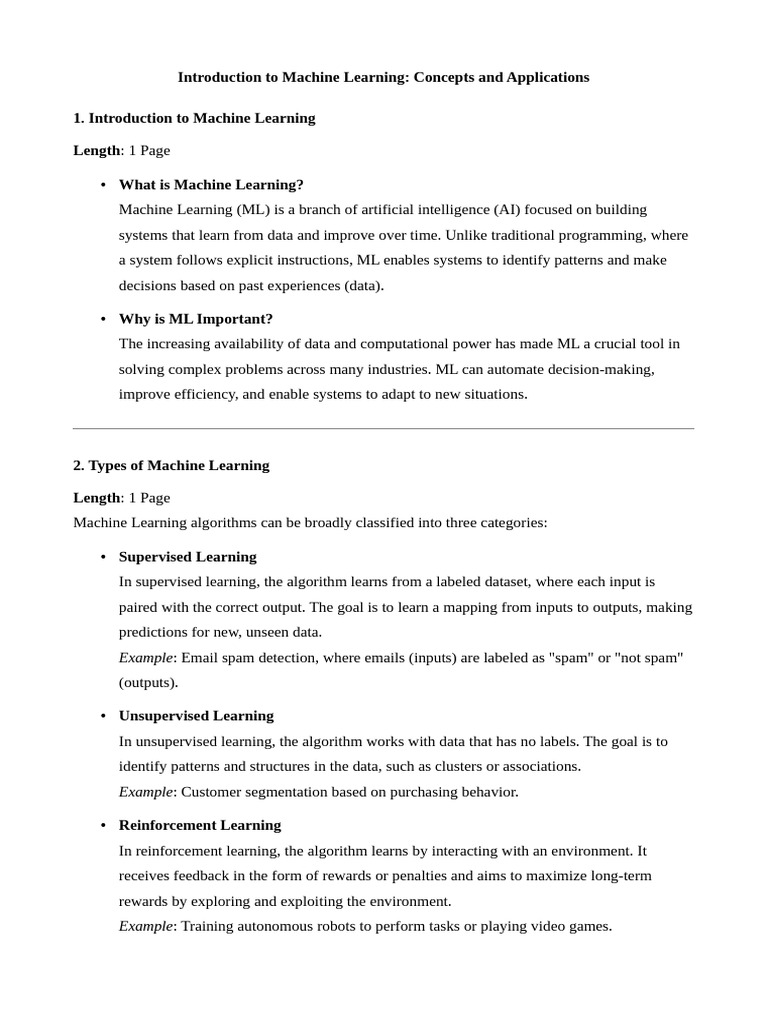 Introduction To Machine Learning: Concepts and Applications | PDF ...