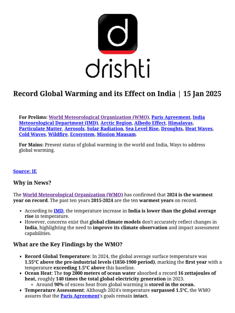 Impact of Global Warming on India | PDF | Climate Change | Heat Wave