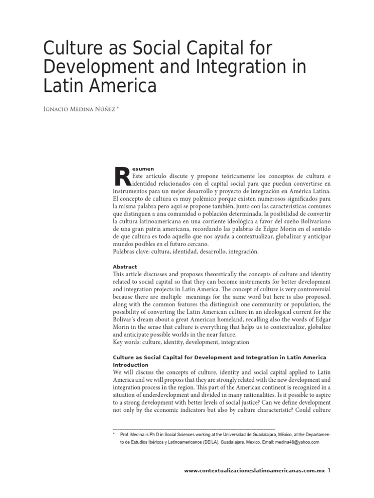 Culture and Identity in Latin America | PDF | Social Capital | Central ...