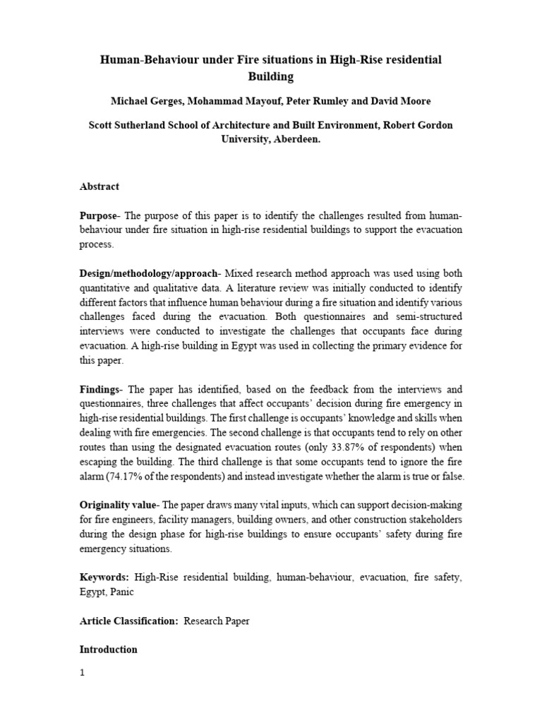 Human-Behaviour Under Fire Situations | PDF | Emergency Evacuation ...