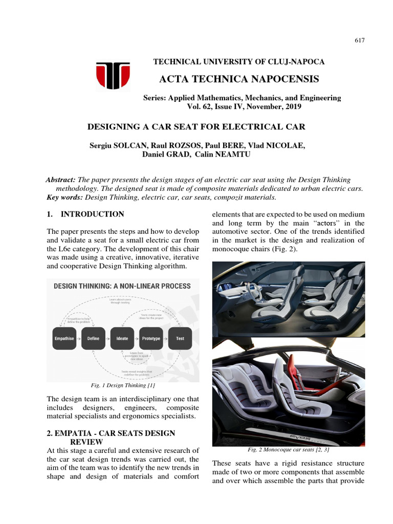 Electric Car Seat Design Using Design Thinking | PDF | Composite ...