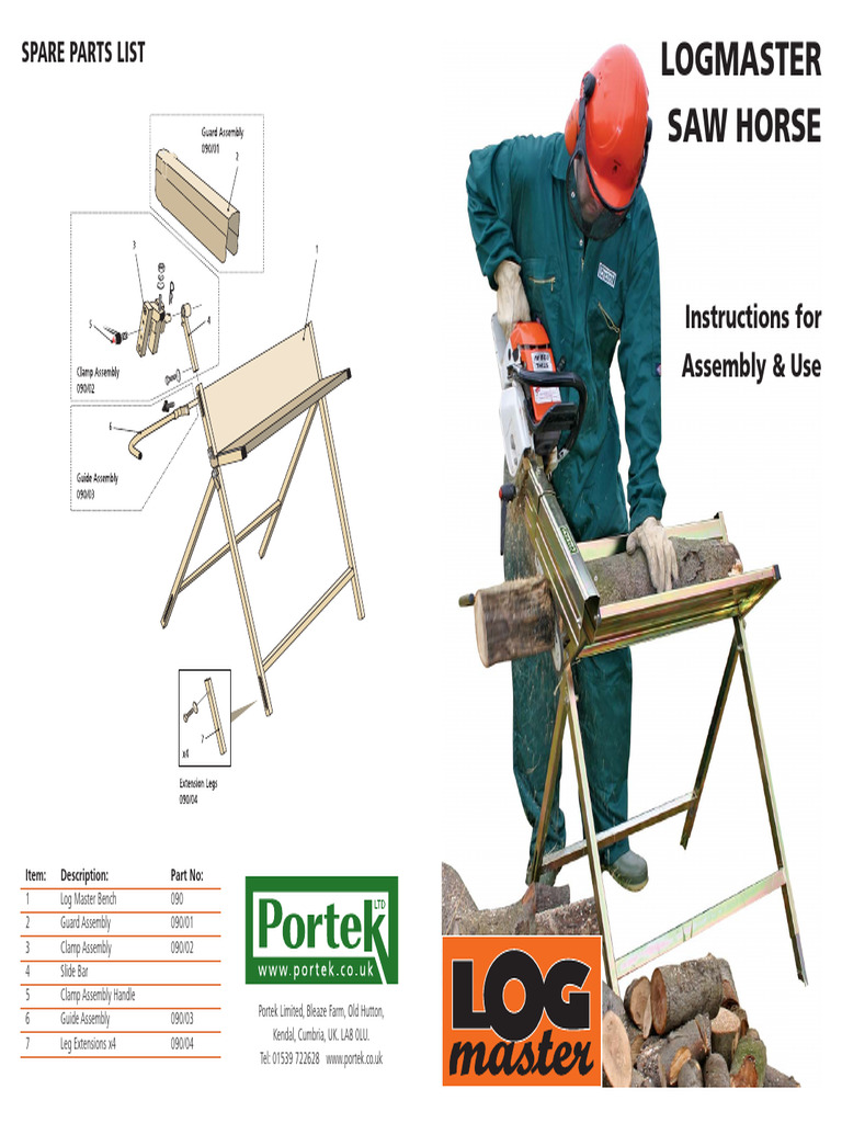 Logmaster Sawhorse Assembly Guide | PDF | Screw | Equipment