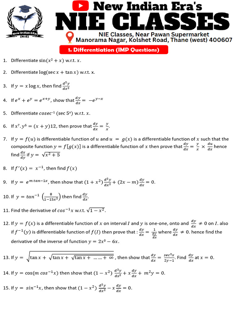 Differentiation - 70886090 - 2025 - 11 - 25 - 15 - 40 | PDF | Function ...