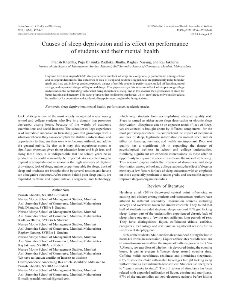 Sleep Deprivation Effects on Students | PDF | Sleep Deprivation | Sleep