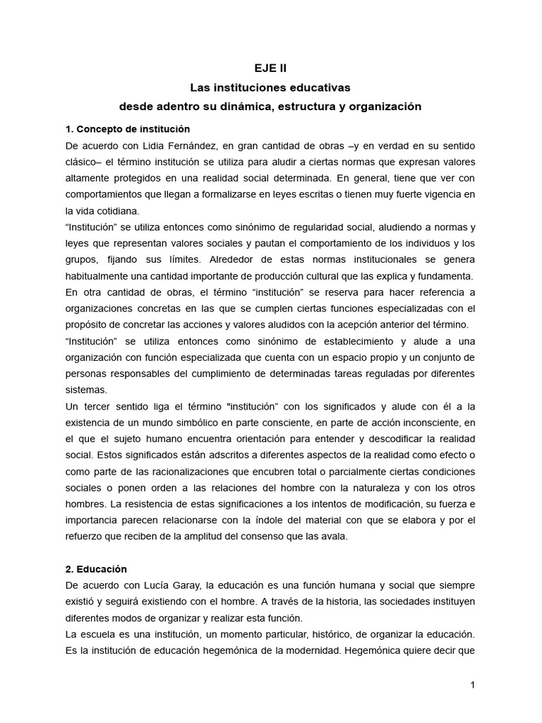 EJE II - Practica Docente I | PDF | Plan de estudios | Institución