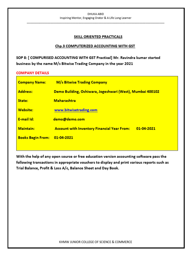 Computerized Accounting with GST Guide | PDF | Debits And Credits ...