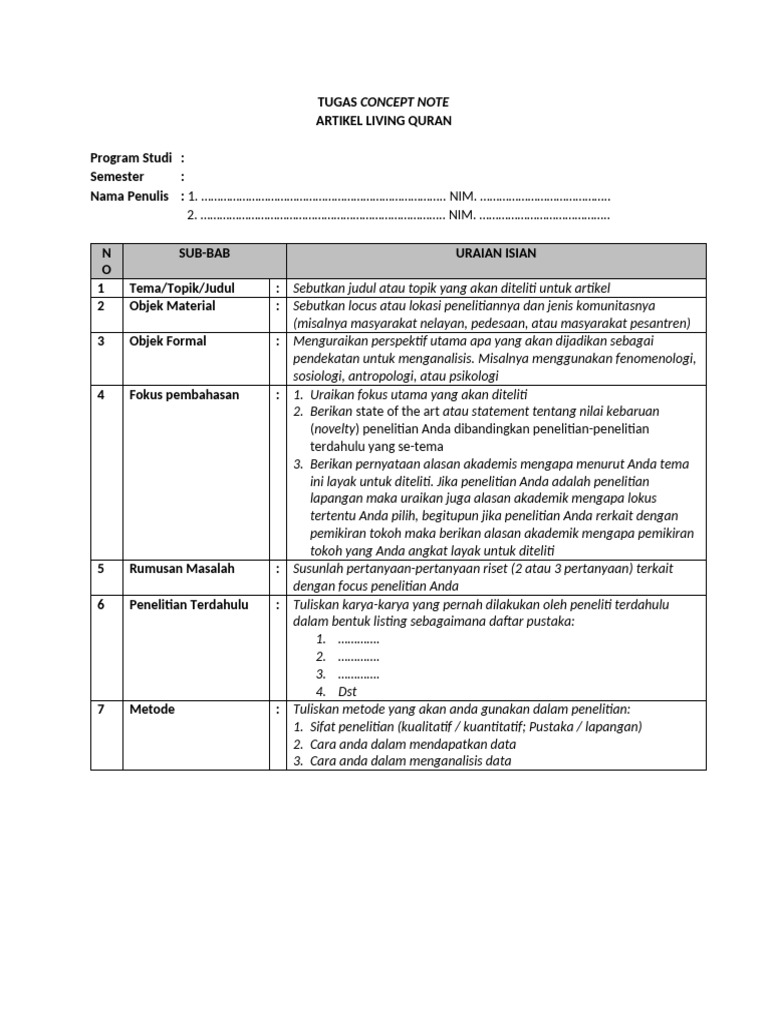 Tugas Concept Note - Living Quran | PDF