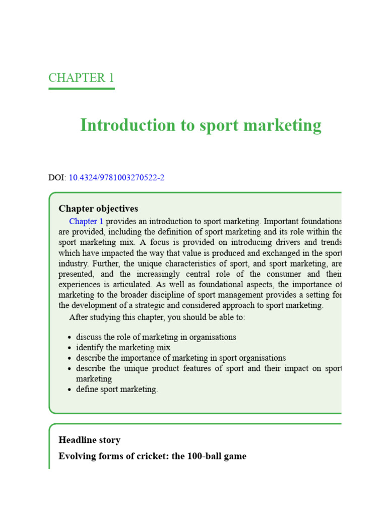 Introduction to Sport Marketing Concepts | PDF | Marketing | Product ...