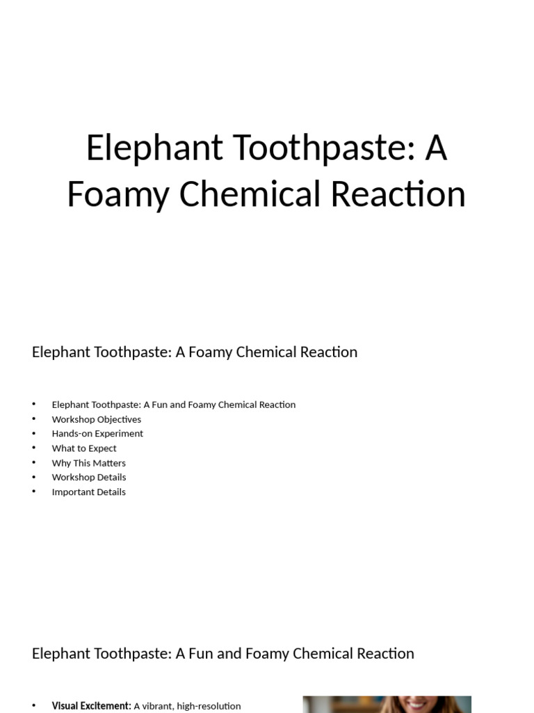 Elephant Toothpaste Workshop Guide | PDF | Catalysis | Chemical Reactions