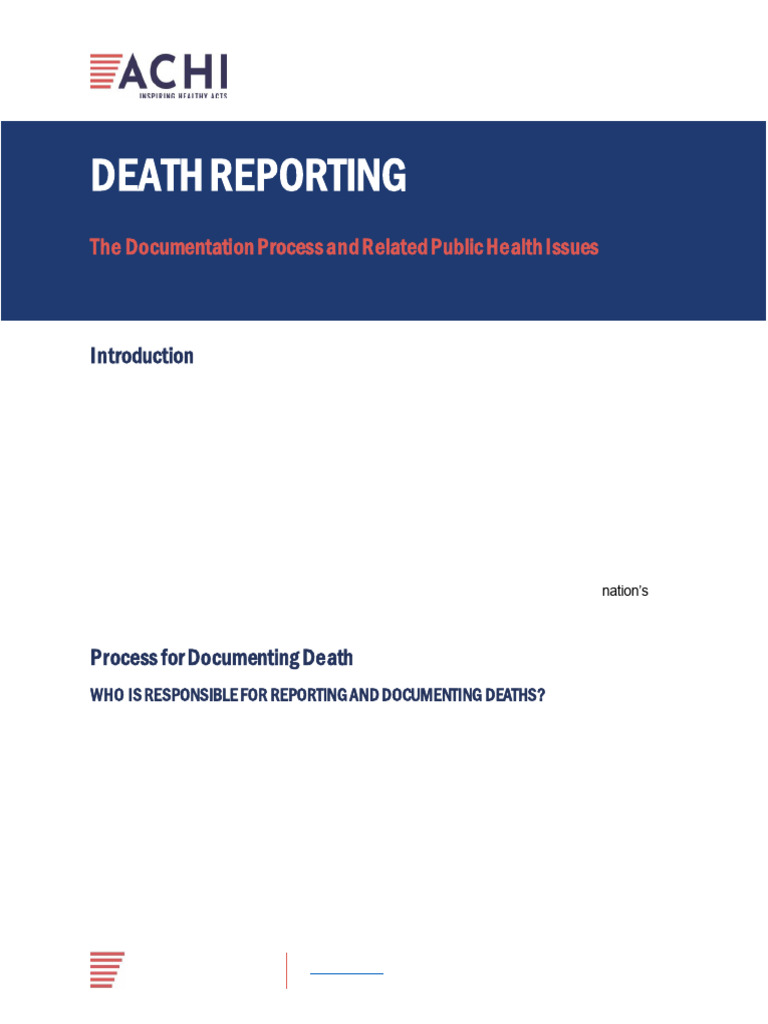 Death Reporting Process in Public Health | PDF | Coroner | Public Health