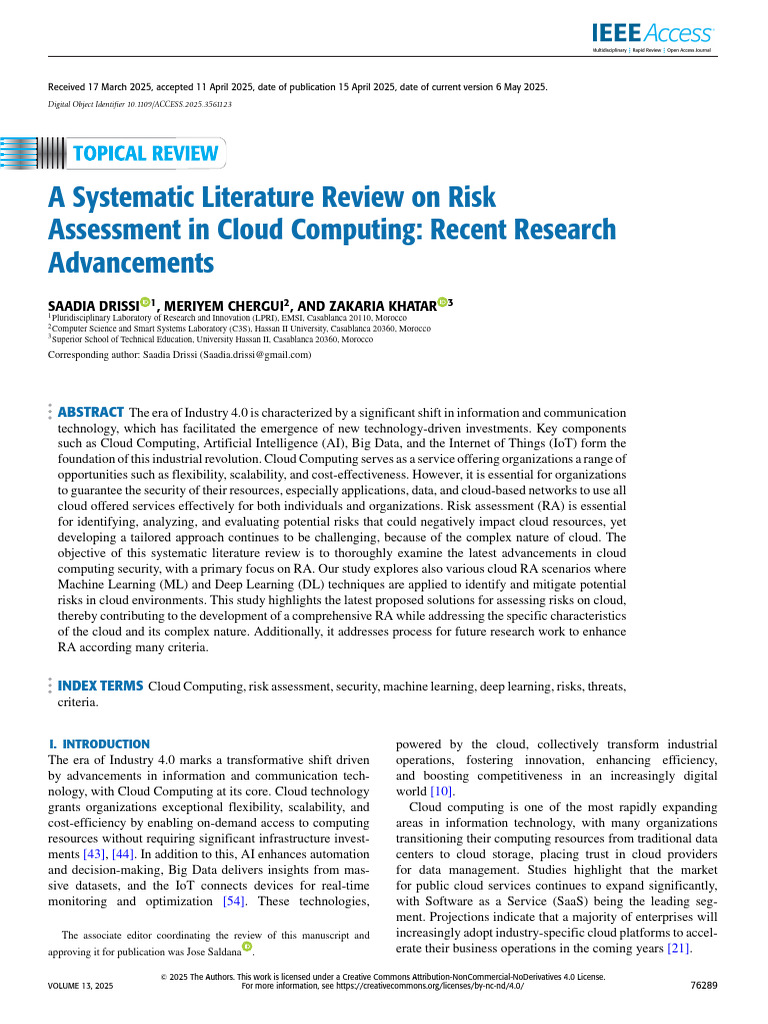 Cloud Computing Risk Assessment Review | PDF | Cloud Computing ...