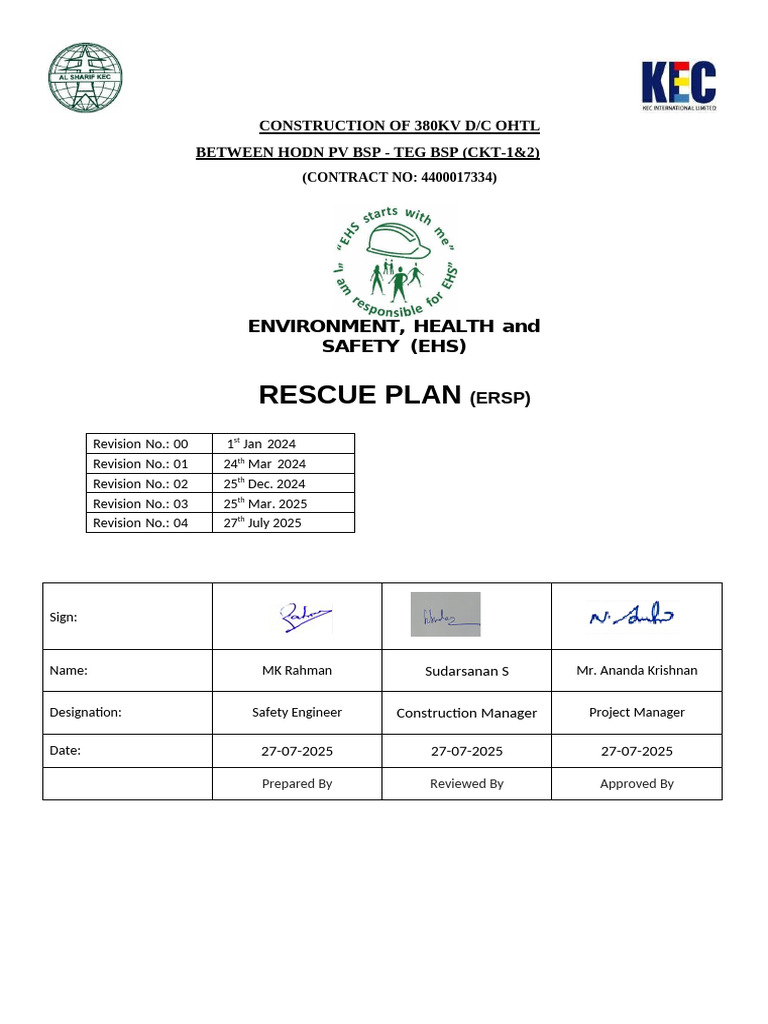 Emergency Rescue Plan (ERSP) - Rev04 - 2025.4400017334 | PDF | Safety ...