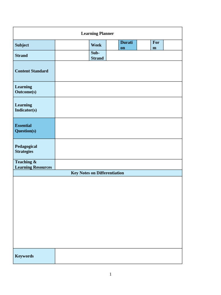 Comprehensive Learning Planner Guide | PDF