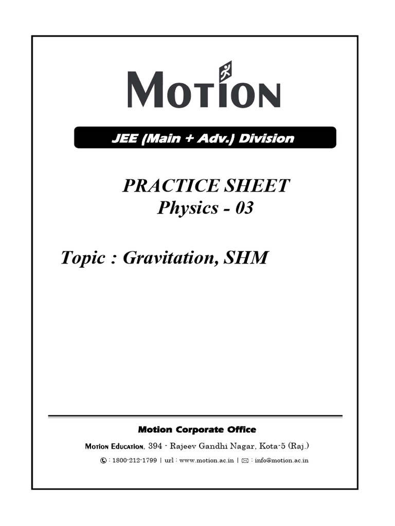 JEE Physics Practice: Gravitation & SHM | PDF | Orbit | Stars