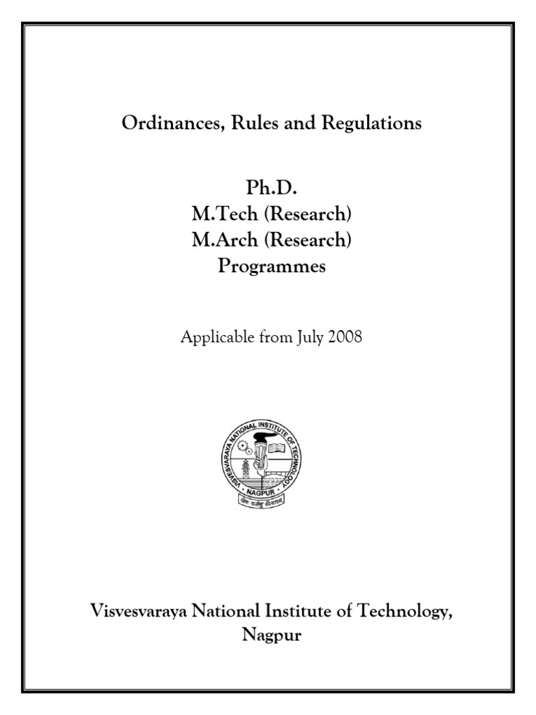 PHD - MTech Ordinance2008t | PDF | Doctor Of Philosophy | Engineering