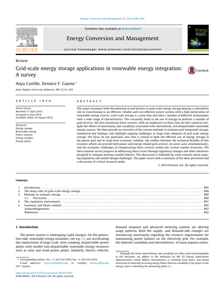 Grid-Scale Energy Storage Survey | PDF | Energy Storage | Electrical Grid