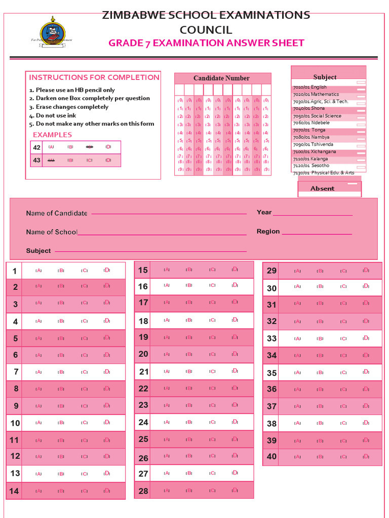 Answer Sheet | PDF