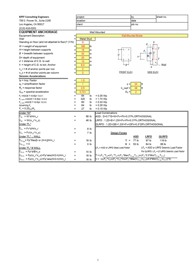 Wall Mounted Broiler Example (ASCE 7-16) | PDF