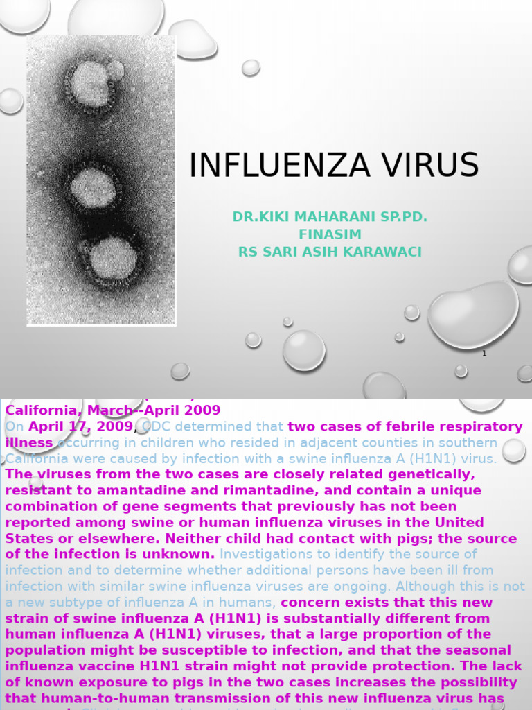 Swine Influenza A (H1N1) Overview | PDF | Influenza | Influenza A Virus ...