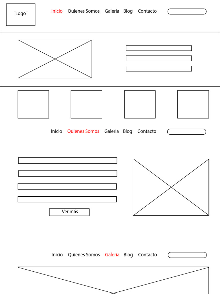 Wireframe Pagina Web | PDF