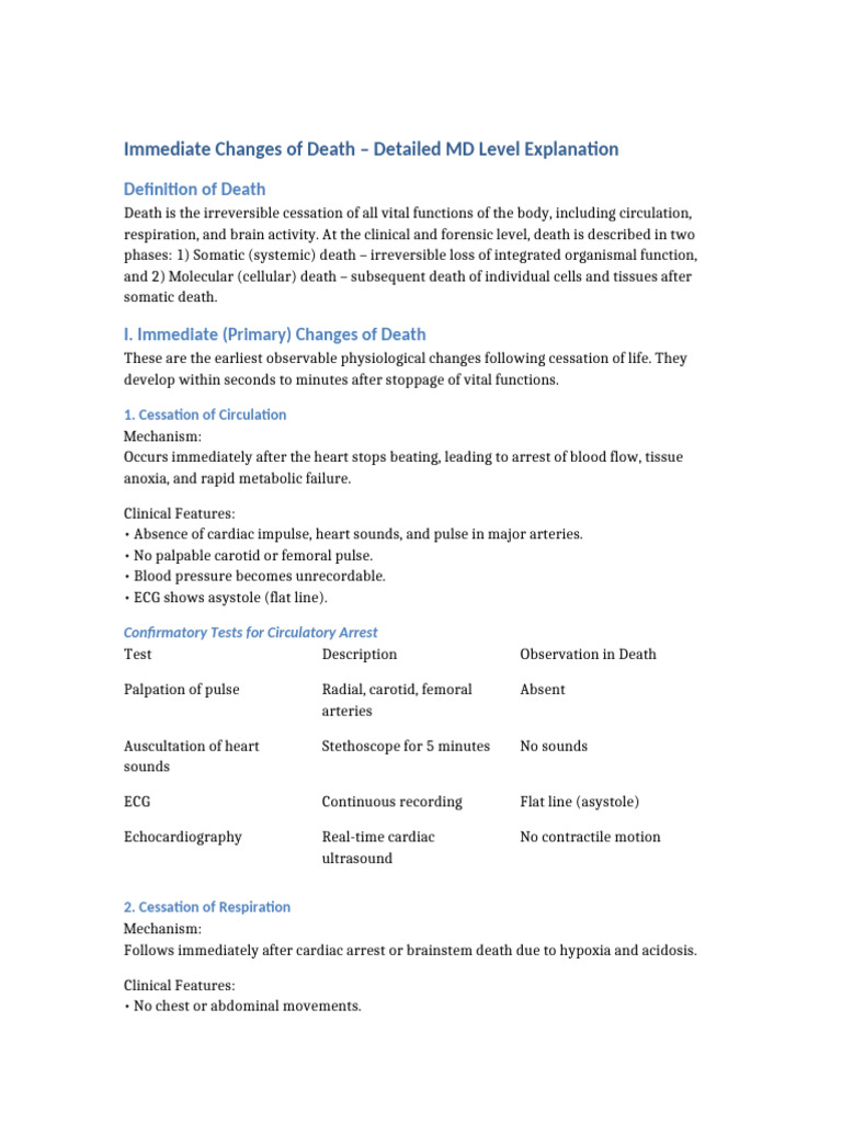 Immediate Changes of Death MD Level | PDF | Heart | Death