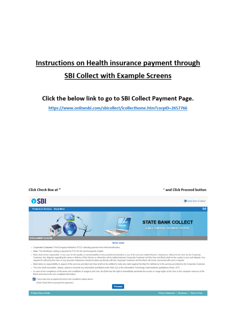 Health Insurance Payment via SBI Collect | PDF
