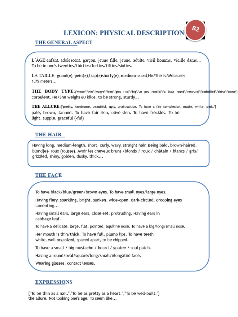 Physical Description Lexicon Guide | PDF