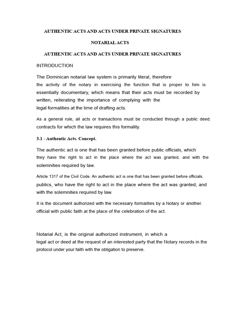 Authentic Acts and Acts Under Private Signatures | PDF | Notary Public ...