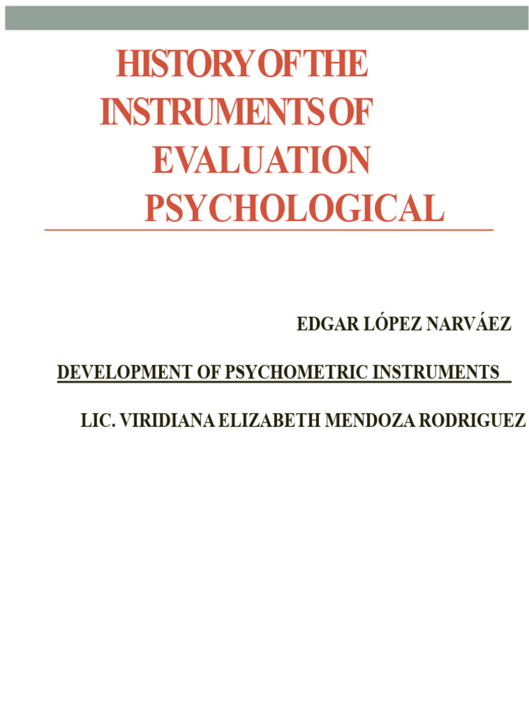 Evolution of Psychological Evaluation Tools | PDF | Wechsler Adult ...