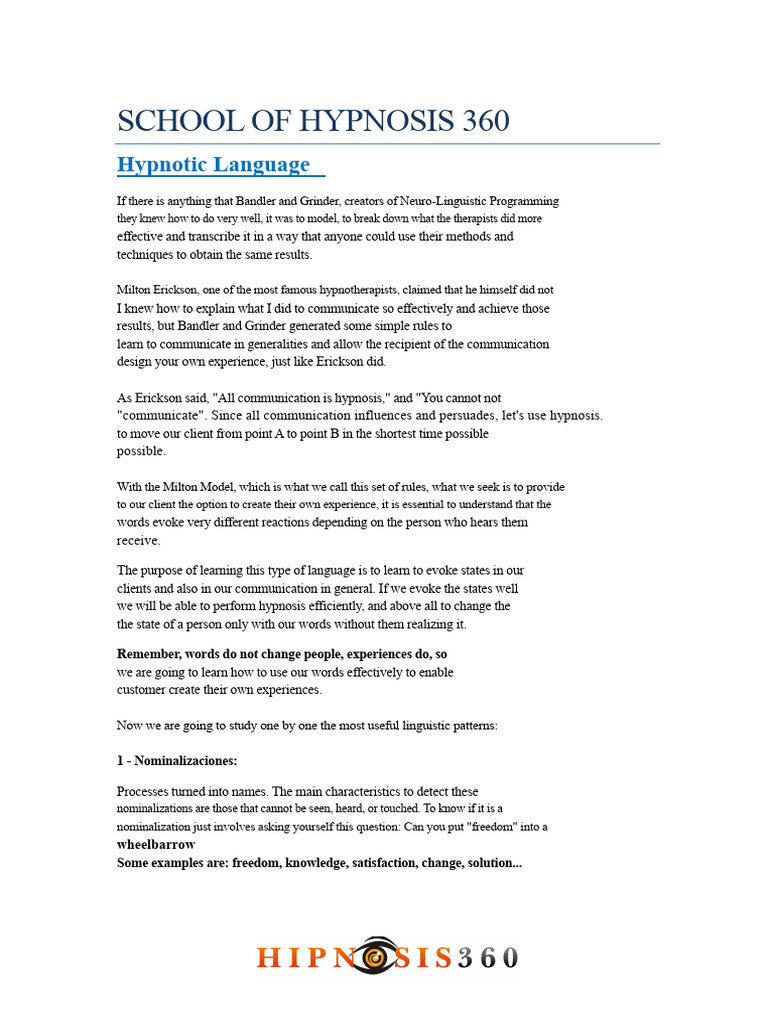 Hypnotic Language | PDF | Psychological Concepts | Psychology