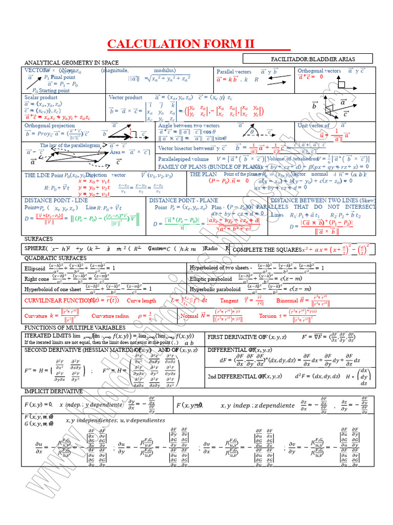 Form + Calculation II | PDF | Mathematical Analysis | Geometry