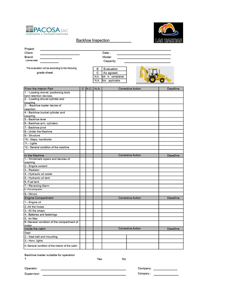 Backhoe Inspection Checklist Guide | PDF