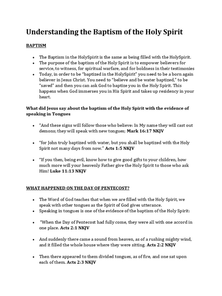 Baptism of the Holy Spirit Explained | PDF | Baptism | Baptism With The ...