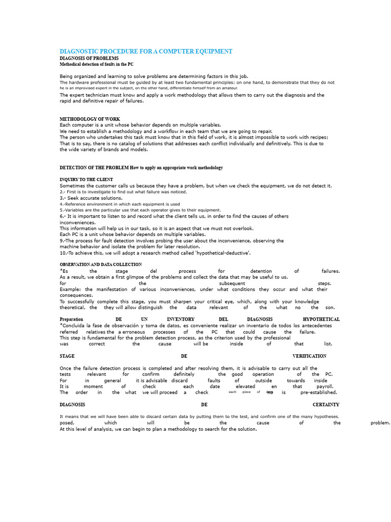 Steps For Fault Detection in Computer Equipment | PDF | Methodology ...